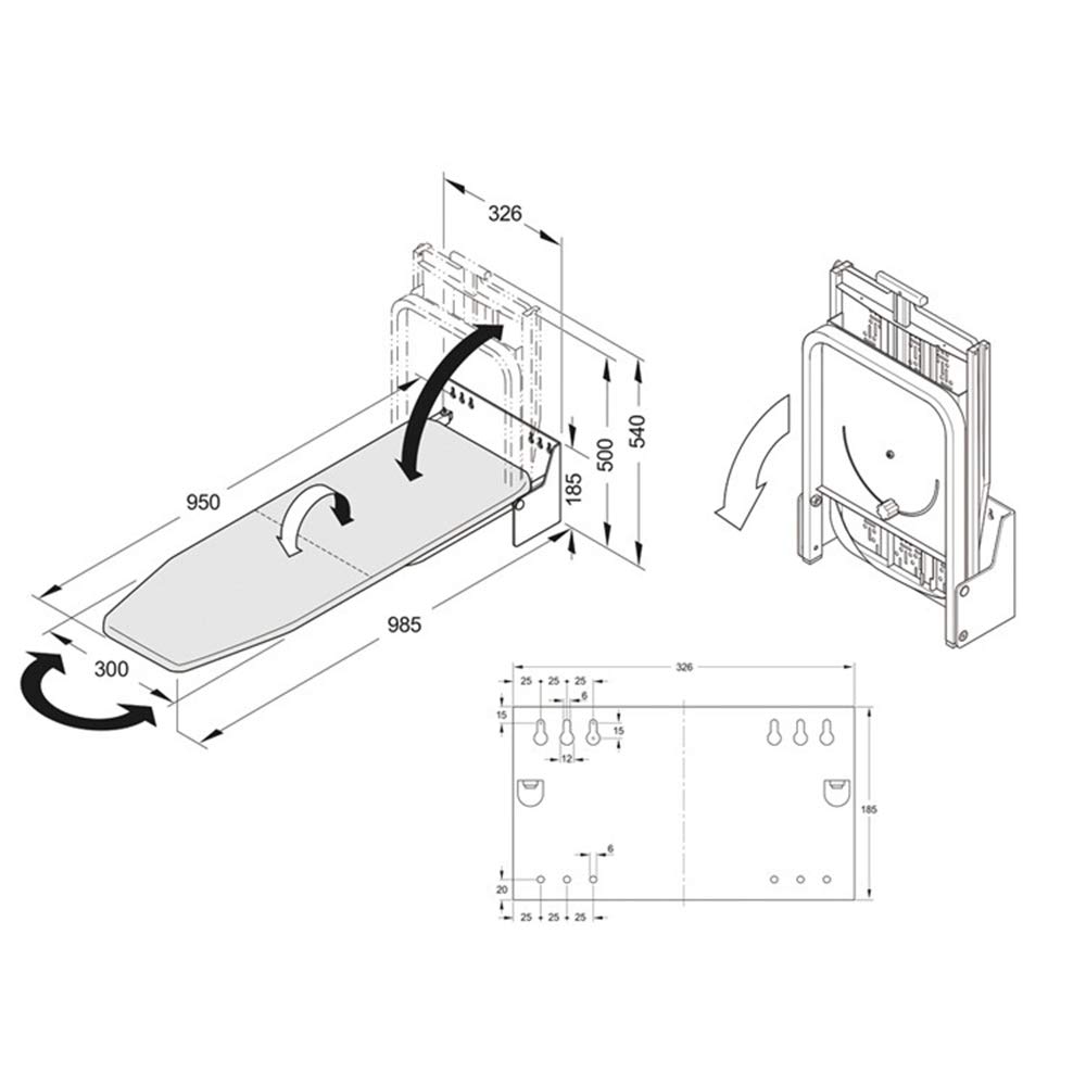 Wall-Mounted Ironing Board, 180° Swivel Retractable Ironing Board w/Cover 38.7