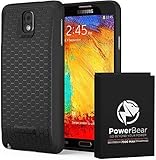 PowerBear Samsung Galaxy Note 3 Extended Battery [7500mAh] & Back Cover & Protective Case (Up to 2.3X Extra Battery Power) - Black [24 Month Warranty & Screen Protector Included]