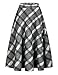 IDEALSANXUN Womens High Elastic Waist Maxi Skirt A-line Plaid Winter Warm Flare Long Skirt (Medium, Grey)