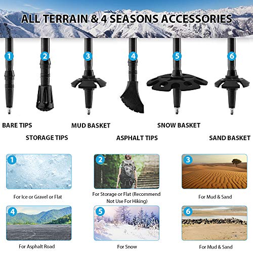 Trekkingstokken, Achort 2-pack opvouwbare wandelstokken Opvouwbare wandelstokken Sterk lichtgewicht aluminium 7075… - Image 8