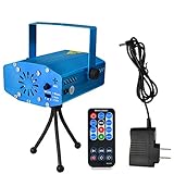 SUMERSHA LED Laser Lights Sound Activated Disco DJ Party Lights Mini Auto Flash RG Led Stage Lights with Remote Control Strobe Lights for Party Show Birthday Wedding Halloween Blue
