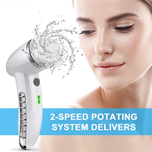 Cleansing Facial Brush, Facial Cleansing Spin Rechargeable Brush Set with 4 Heads,Complete Face Spa System, Gentle Exfoliating, Deep Cleansing, Removing Blackhead and Facial Beauty Massage - Thumbnail 5