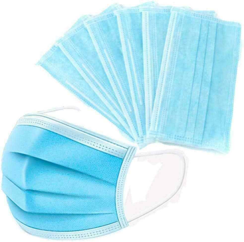 3-PLY Disposable Face M-A-S-K-S with Earloops Protective for Smoke,Dust,Pollen,50PCS Breathable Protection Blue M-A-S-K