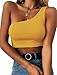 PRETTODAY Women's Sleeveless Crop Tops Sexy Strappy Tees (Small, Yellow)