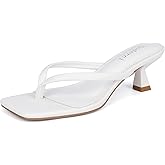 Goderci Kitten Flip Flop Thong Low Heels for Women Square Open Toe Slip On Heeled Sandals