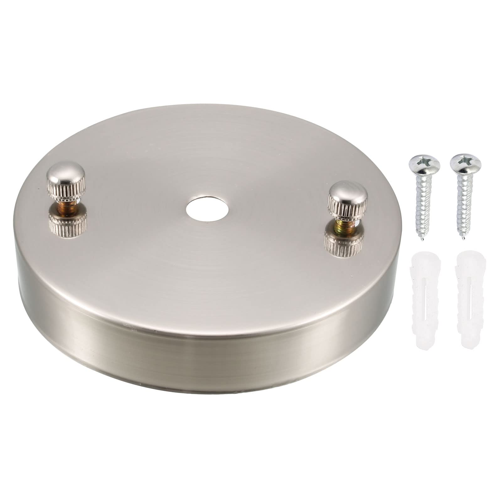 YOKIVE 1 Pcs Ceiling Light Plate Chassis, Pointed Base Disc with Screw DIY Lamp Pendant Accessories Great for Home Office (Nickel Tone, 3.94x0.79-inch)