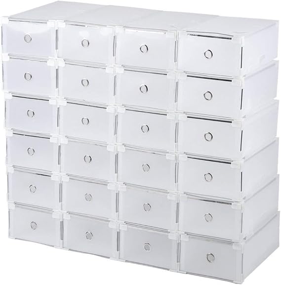 Tumdem 24 x Schuhkarton Schuhbox Schuhaufbewahrung Stapelbox