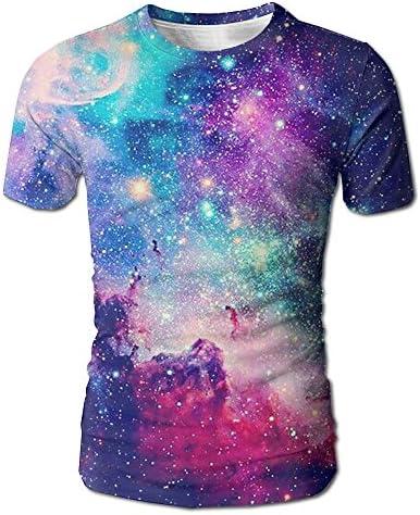 Men's T Shirts 3D Digital Full Printed Space Nebula Design Summer Casual Short Sleeves Graphic Tee