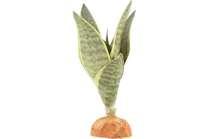WOLEDOE Fake Snake Plants Artificial Sansevieria, Reptile Terrarium Decor, Bearded Dragon Tank Accessories fit Crested Gecko Leopard Lizard Chameleon Ball Python Snake Frog