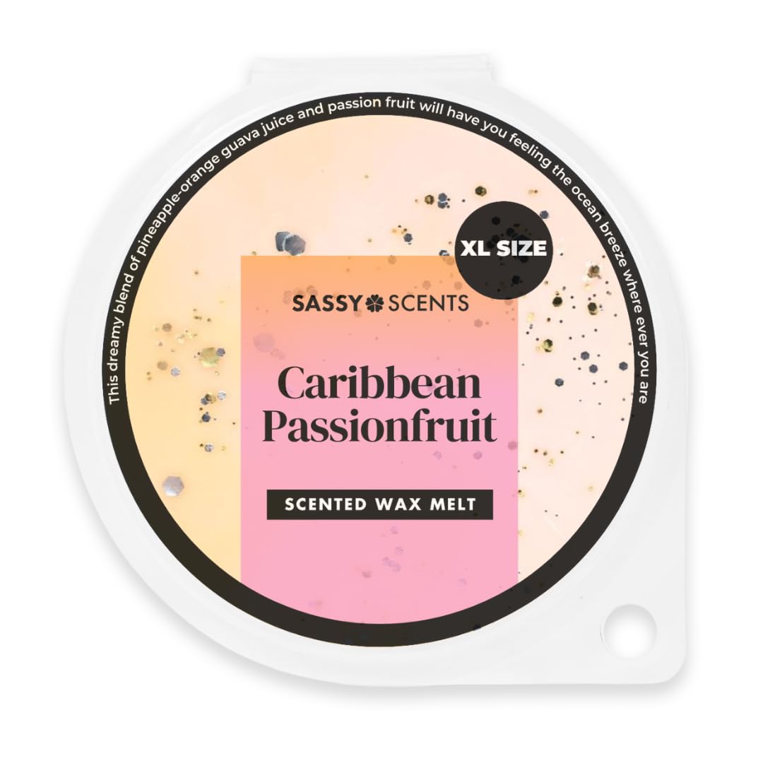 Sassy Scents Caribbean Passion Fruit Wax Melts | Up to 108 Hours Burn Time | Made in the UK | 70g XL