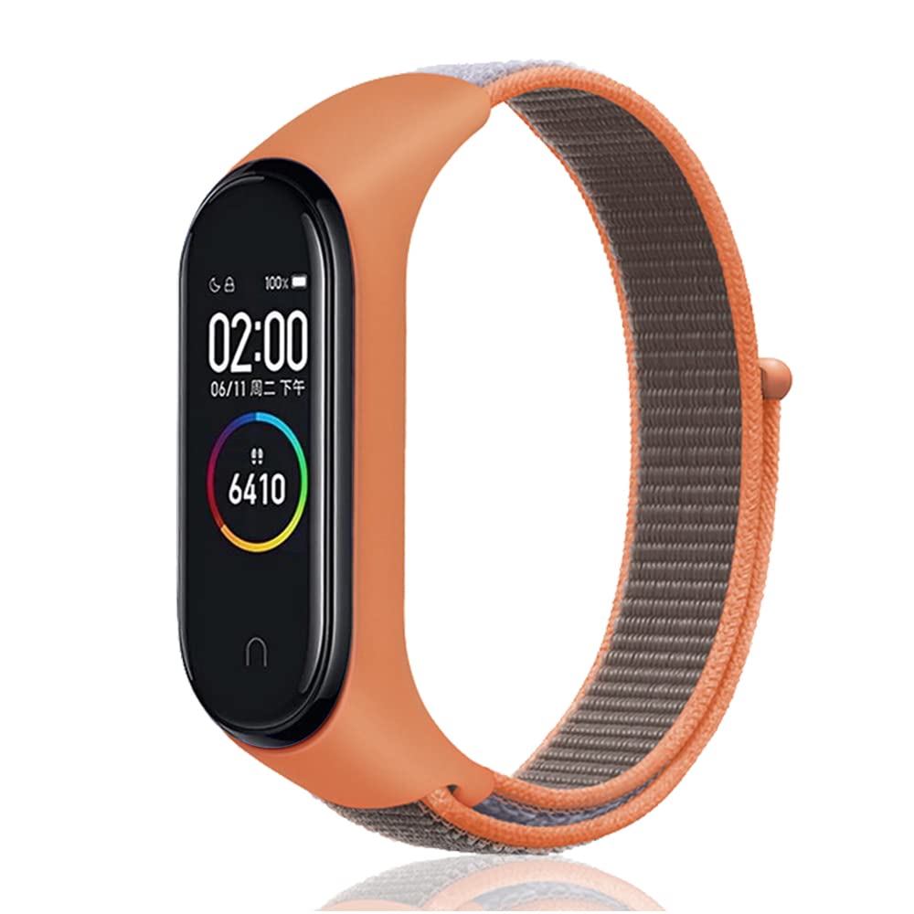 Niboow Strap Compatible with Xiaomi Mi Band 6/Mi Band 5/Mi Band 4/Mi Band 3/Amazfit Band 5, Nylon Soft Watch Band for Xiaomi Mi Band 6/Mi Band 5/Mi Band 4/Mi Band 3/Amazfit Band 5- Orange