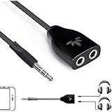 Avantree TR302 Two Way 3.5mm Dual Headphone Jack Splitter, AUX Stereo Earphone Earbuds Y Audio Split Adapter Cable, Compatibl
