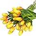 JOEJISN 30pcs Artificial Tulips Flowers Real Touch Orange Tulips Fake Holland PU Tulip Bouquet Latex Flowers for Wedding Party Office Home Kitchen Decoration (Orange)