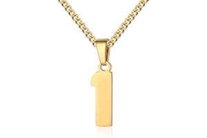 HATTIDORIS Athletes Jersey Number Necklace 0-99 for Men - Stainless Steel Chain 22+2 Inch Personalized Charm Pendant - Inspirational Basketball Baseball Football Jewelry Gift