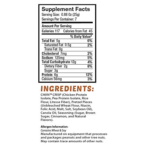 BARN DAD NUTRITION CHXNSNX CRISPY PROTEIN BITES CINNAMON SWIRL WITH PRETZEL PIECES 7 SERVINGS 42 GRAMS OF PROTEIN PER BAG, TAN, 6.16 OUNCE