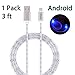 Ztent USB Cords 3ft Led Micro USB Charger Cables High Speed USB 2.0 Micro Sync and Charging Cables for Samsung, HTC, Motorola, Nokia, Android,etc(Android 1 Pack)