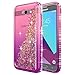 Galaxy J7 Prime Case, J7 Sky Pro /J7 V /J7 Perx/Galaxy Halo w/[Tempered Glass Screen Protector], NageBee Glitter Liquid Quicksand Sparkle Shockproof Cute Case for Samsung Galaxy J7 2017 -Pink/Purple
