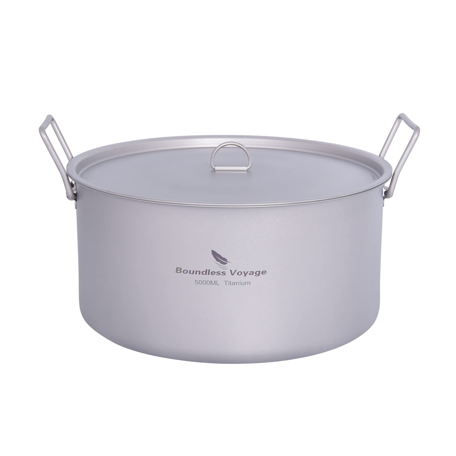 iBasingo 5L Titanium Stockpot Pasta Soup Pot with Lid Folding Handle Big Capacity Cooking Saucepan Lightweight Outdoor Camping Hiking Picnic Travel Kitchen Portable Cookware Ti2104C