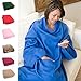 KC Caps Super Soft Fleece Blanket with Sleeves Dark Green, Super Cozy Microplush Wearable Throw for Women and Men, 53