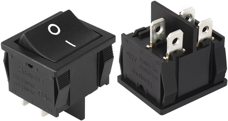 Aexit DPST 4 Terminal 2 Position Boat On Off Rocker Switch Black AC 12A/125V 10A/250V UL Listed (c0c69585ac9dcd70631d03b78a3f4b24)