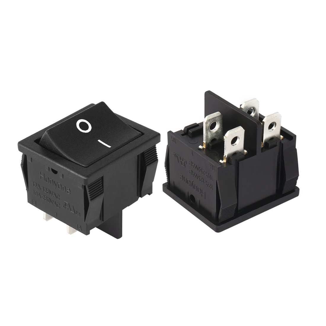 Aexit DPST 4 Terminal 2 Position Boat On Off Rocker Switch Black AC 12A/125V 10A/250V UL Listed (c0c69585ac9dcd70631d03b78a3f4b24)