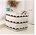 Leoyoubei 13 Inch Waterproof Coating Toy Storage Bin, Ramie Cotton Fabric Folding Laundry Hamper Bucket Storage Basket 2 Pack (Dot and Semicircle)