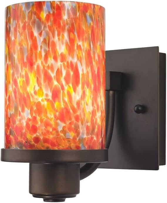 Bronze Wall Sconce with MultiColored Art Glass