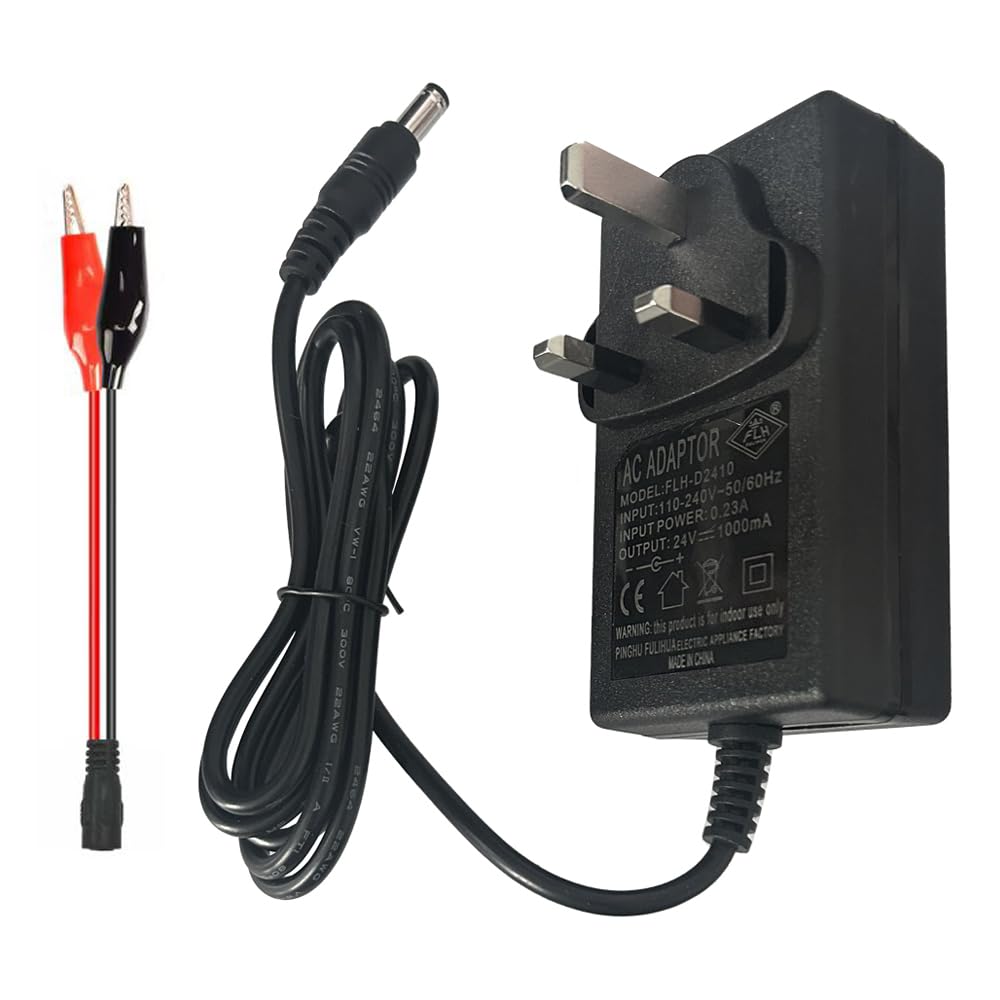 24 Volt Battery Charger for Ride on Toys Car, 24V 1000mA Charger for Kids Electric Car,Suitable for Kid's Car Jeep Tractor Motorcycle ATV Accessories, Free Alligator Clip