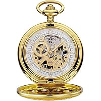 Qiupei Pocket Watch As A Christmas Hollow Shell Manually Wound Mechanical Pocket Watch and Chain Perfect Special Occasion Gift (Color : Gold Shell Gold Surface)