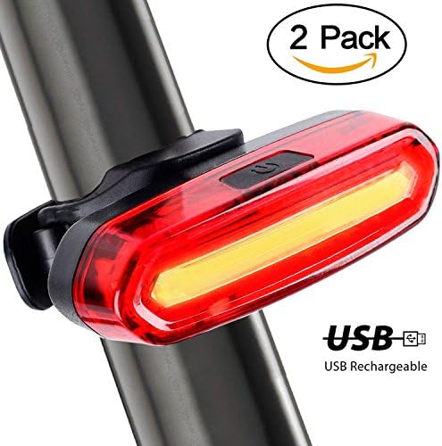 2 Pack USB Rechargeable Bike Tail Light, Super Bright 120 Lumens Waterproof Bicycle Rear Light with 6 Modes, Easy Install Led Red Light for Cycling Safety (2 Pack)