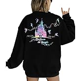 MYHALF Believe In The Magic Sweatshirt Women Crewneck Magic Pullover Shirt Family Vacation Castle Graphic Top
