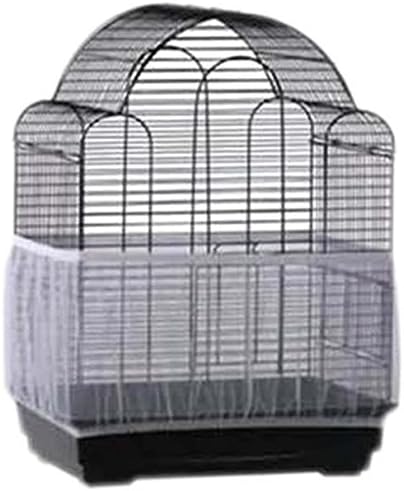 Soft Airy Bird Cage Seed Catcher 13inch Seeds Guard Parrot Nylon Mesh Net Cover Stretchy Shell Skirt Traps Cage Basket Large Size (White)