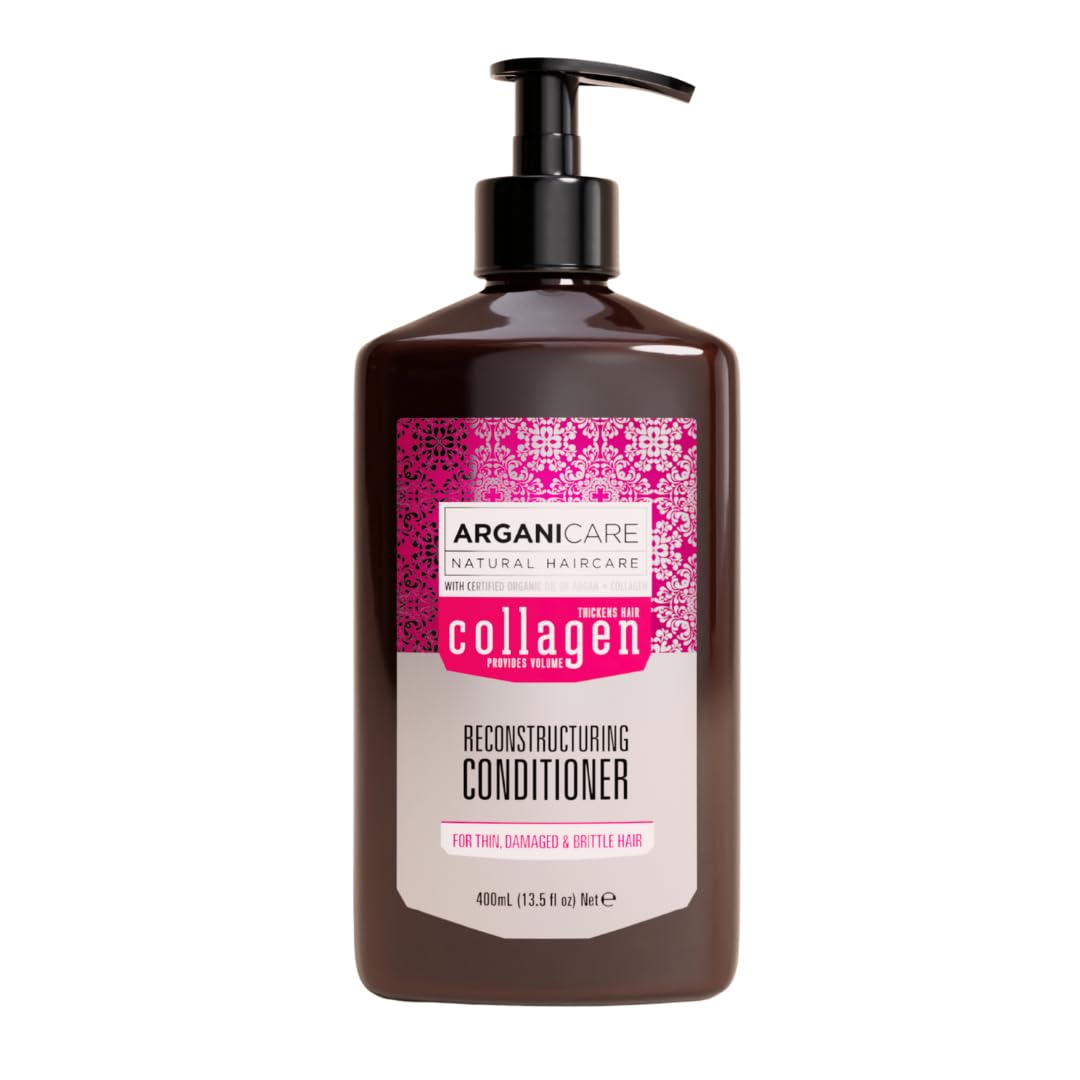 Arganicare | Collagen Reconstructing Conditioner | Thin, Damaged and Brittle Hair | Balanced Moisture Care | Softness, Shine and Easy Detangling | 400 ml