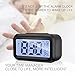 Alarm Clock Digital LCD Large Display Battery Operated Portable Modern Smart Snooze Silent Backlight Senor Date Time Temperature Clock for Heavy Sleepers Bedroom Kitchen Office Travel (black)