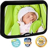 Baby Mirror for Car – Largest Backseat Mirror for Rear Facing Infant - Most Stable Shatterproof Newborn Accessories for Back Seat - Wide Crystal Clear View - Premium Quality - Safe Secure Crash Tested