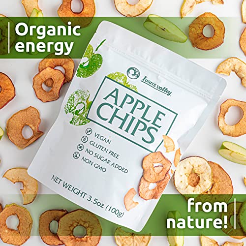 Apple Chips Natural Crisps Pouches [1 Pack] Dried Fruit Snack No Sugar Crunchy Slices Bare