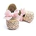 Kuner Baby Girls Lace Bow Pattern Soft Sole Princess Shoes First Walkers Shoes (12cm(6-12months) Golden)