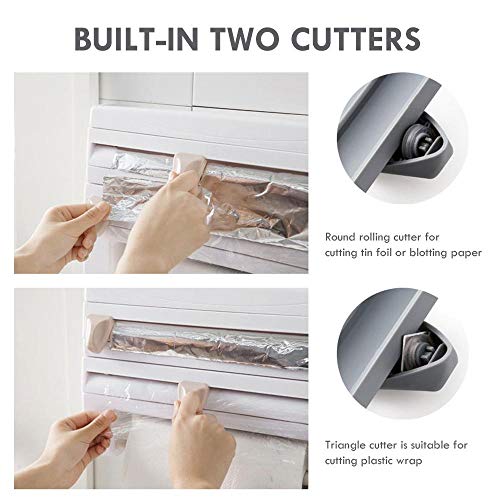 Goglor Wall-Mounted Paper Towel Holder with Shelf Adhesive Wall Mount 4-in-1 Plastic Wrap and Foil Dispenser with Spice Rack Cling Film Holder for Kitchen Shower Bathroom Organizer Storage - Thumbnail 3