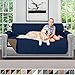 Sofa Shield Original Patent Pending Reversible Small Sofa Protector for Seat Width up to 62 Inch, Furniture Slipcover, 2 Inch Strap, Couch Slip Cover Throw for Pets, Kids, Cats, Sofa, Navy Sand