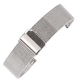 16mm Thin Mesh Milanese Watch Strap Silver Chain Belt Wristband for Women's Watches 304 Stainless Steel