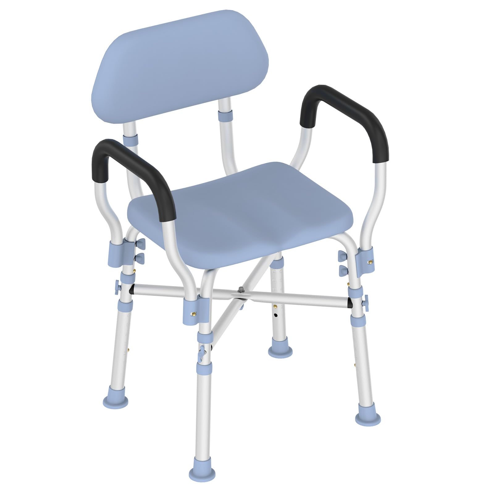 Delog Heavy Duty Shower Chair with Back 500lbs, Padded Shower Chair for Inside Shower - Tool-Free Anti Slip Bathroom Seat for Elderly, Senior, Handicap & Disabled (Padded Shower Chair 500lb)