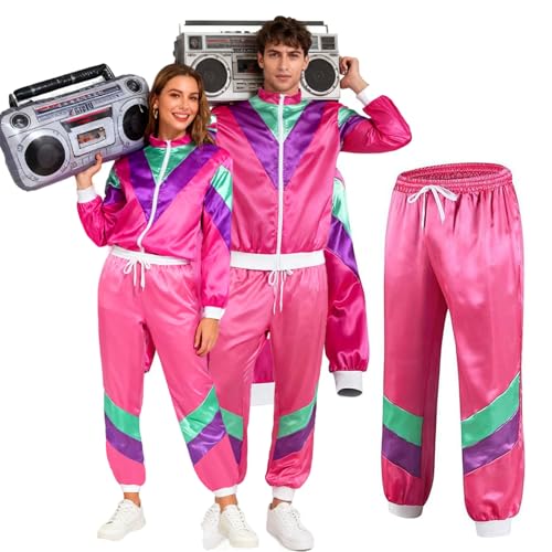Funnity 80Er 90Er Jahre Outfit Herren Damen, 80Er Jahre Trainingsanzug Fasching, 80Er Jahre Outfit, Jogginganzug Karneval, Faschings Retro Trainingsanzug (Xl)