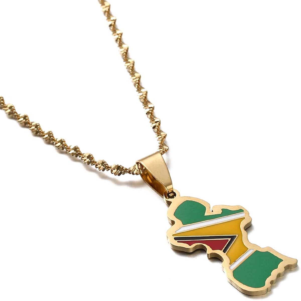 Map of Guyana Pendant Necklaces Women Girls Stainless Steel Guayana