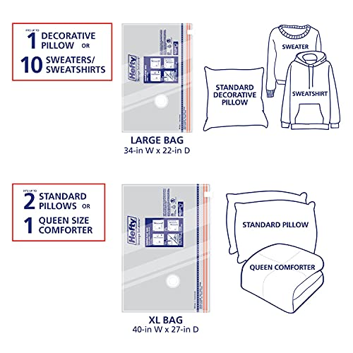 Hefty ShrinkPak 3 Large, 3 XL Vacuum Storage Bags for Storage for