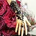 Abeillo Fashion Elegant Bridal Women Beaded Embroidered Lace Flower Bangle Bracelet with Ring Wedding Party (Black)
