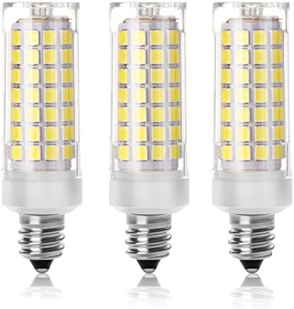 [Pack of 3]SHKNH Led E11 88SMD2835 Corn Light Bulb, Mini Candelabra E11 Base Led Bulb 6W, 95-235V, Repalcement 75W E11 Halogen Lamp, 650Lm, JD T4 Bulb, for Ceilling Fan, Chandeliers, Not-Dimmable.