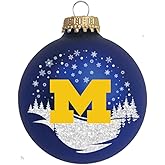 RFSJ Michigan Wolverines Blown Glass Ornament, Blue