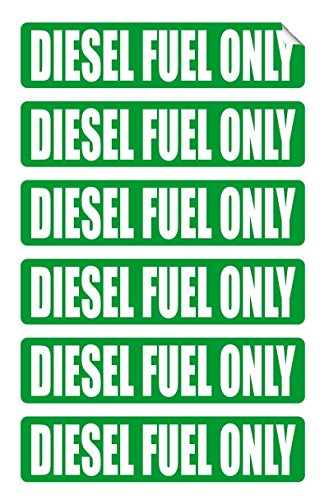 (6 PACK) DIESEL FUEL ONLY vinyl decal - size: 3.5" X .75", color: GREEN/WHITE - Hard Hat, Helmet, Windows, Walls, Bumpers, Laptop, Lockers, etc.