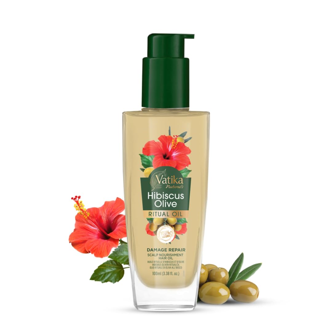 Vatika Naturals Ritual Hibiscus Olive Hair Oil |100 ml| Non-sticky Oil for Hair Growth| Contains Hibiscus, Olive, Rosemary & Sunflower Oil | Lightweight Hair Oil for Daily