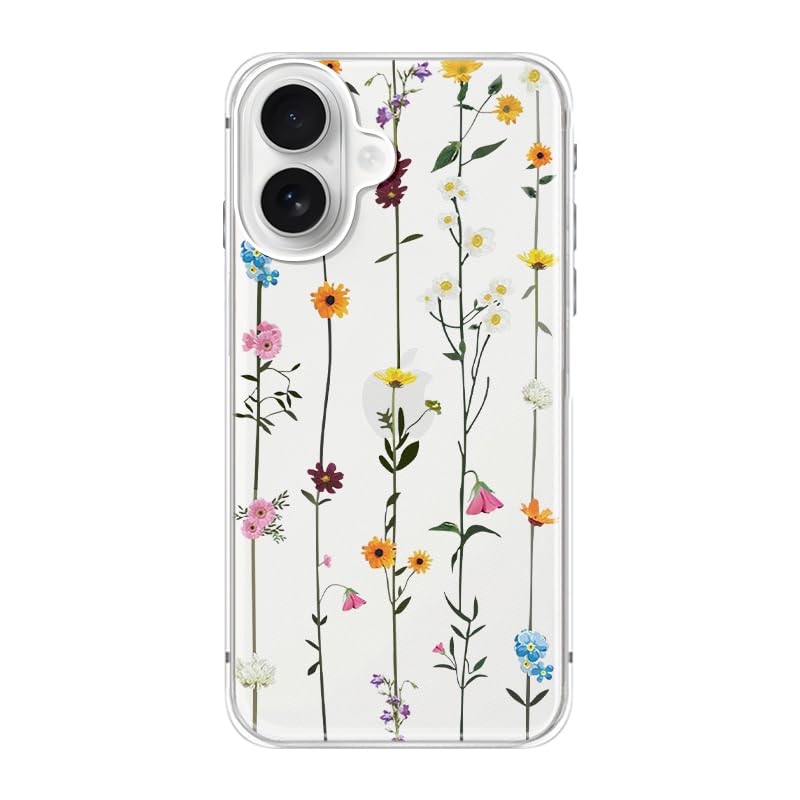FancyCase Compatible with iPhone 17 Case (6.3inch)-Elegant Flower Style Pretty Floral Pattern Flexible TPU Protective Clear Case (Flower Vines)